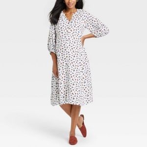 The Nines by Hatch 3/4 Sleeve Button Front Poplin Maternity Dress